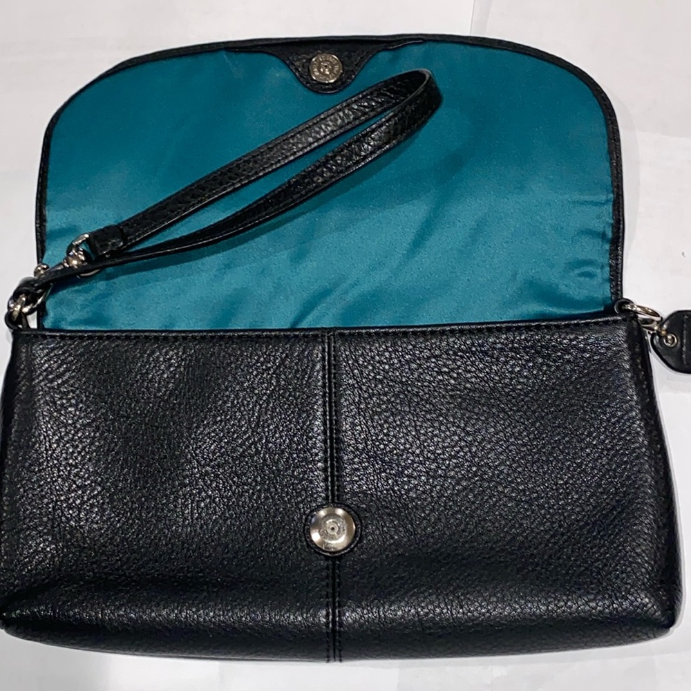 Coach Black Pebbled Leather Large Clutch/Wristlet/Small Handbag/Baguette